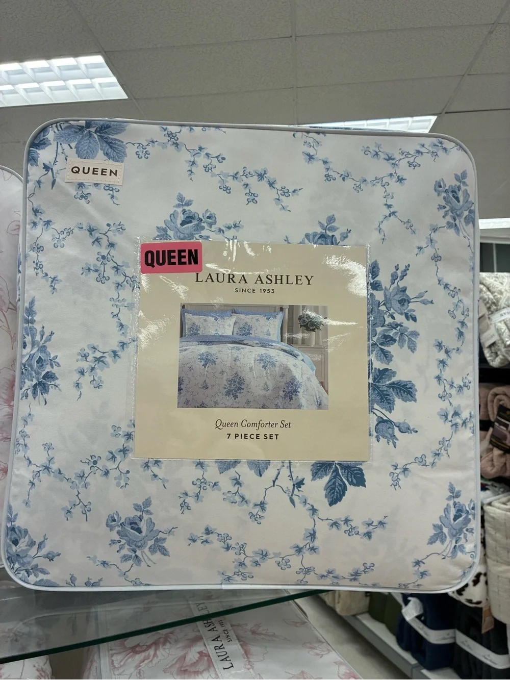 Laura Ashley Blue Floral Queen Comforter Set
